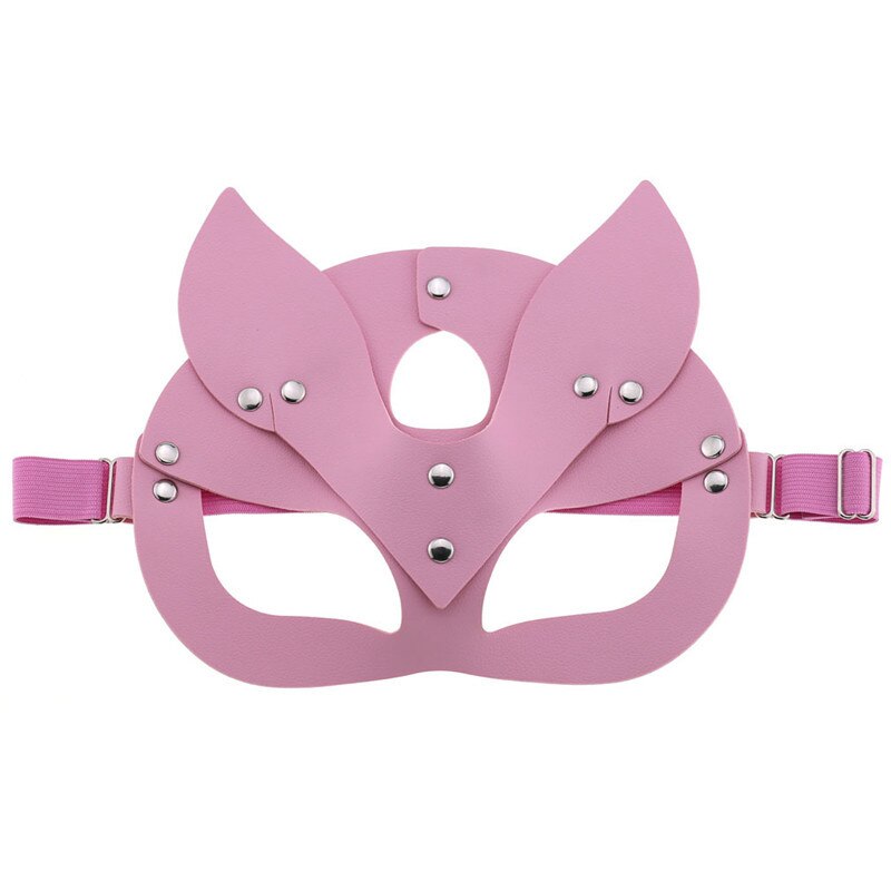 Women Mask Face Fox Cosplay PU Leather Mask Blindfold Halloween Party Mask Masquerade Ball Masks Punk Collar
