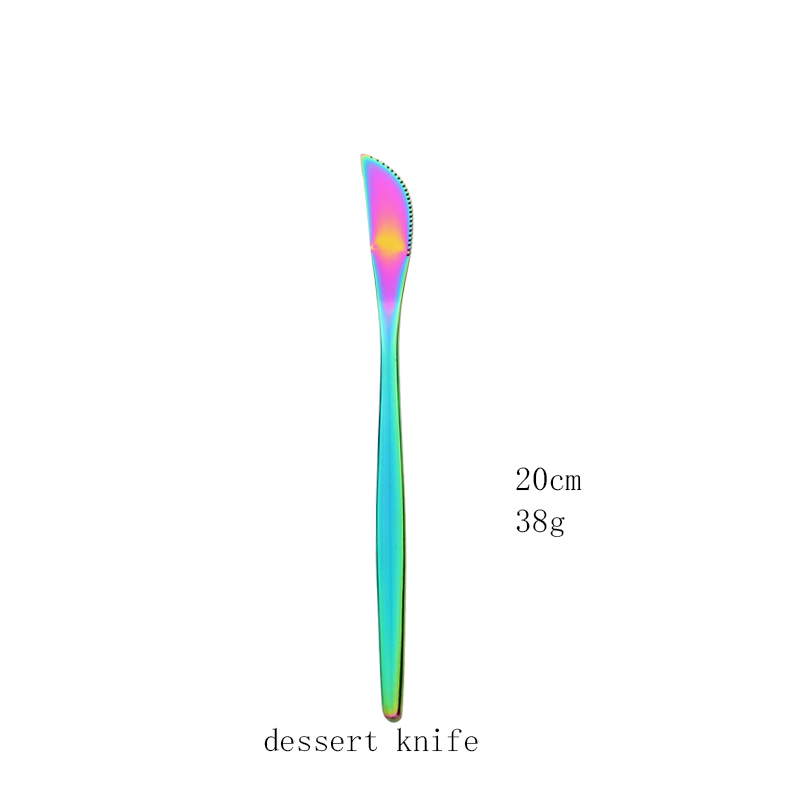 1pcs Flatwar Fork Knife Spoon Set Cutlery Tableware Dinning Rainbow Table Steel Kitchen Complete Dinner Set for: GRAY