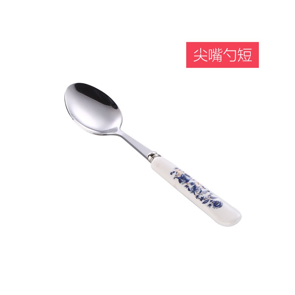 Korean Stainless Steel Metal Ceramic Handle Tableware Spoon Chopsticks Fork Dinner Knife Free Combination Cutlery Set: 10