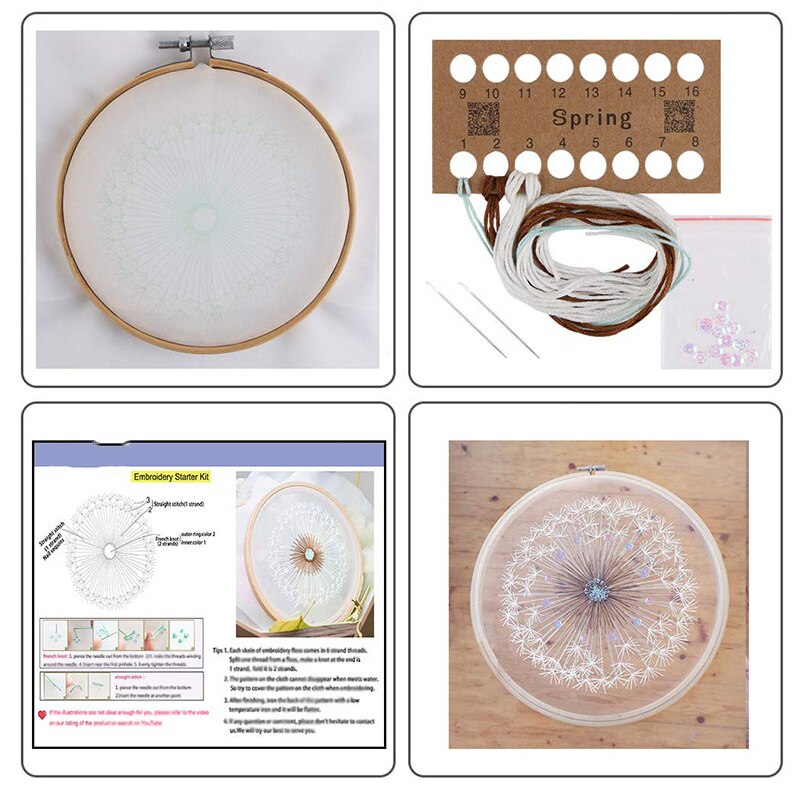! Embroidery Kits for Beginners Dandelion Hand Embroidery Cross Stitch Needlepoint Crafts Kit with Color Patte