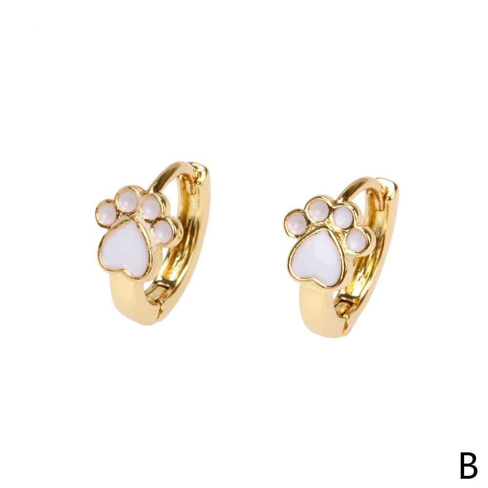 SIPENGJEL Cute Pink Zircon Cat Paw Earrings Trend Bear And Dog Paw Pink Claw Stud Earrings For Women Jewelry: 2216 silver