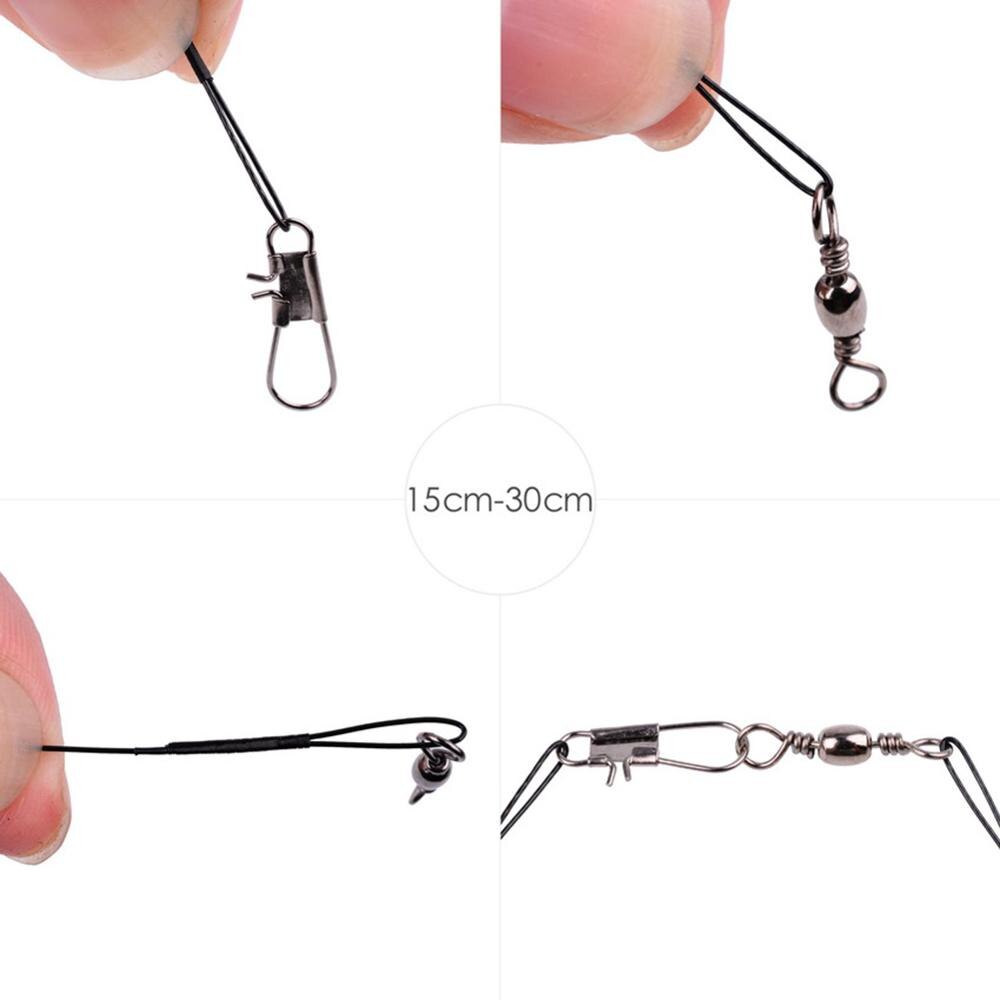 20pcs Steel Fishing Line Eco-Friendly Enduring Excellent Anti-bite Braided Wire Leader with Swivel Fishing Tool