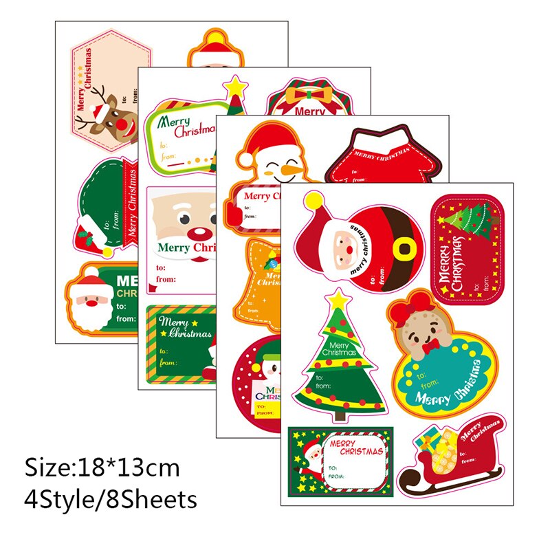 48 Pcs/8 Sheets DIY Christmas Advent Calendar Paper Christmas Tree Snowman StickersPackaging Self-adhesive sealing Labels
