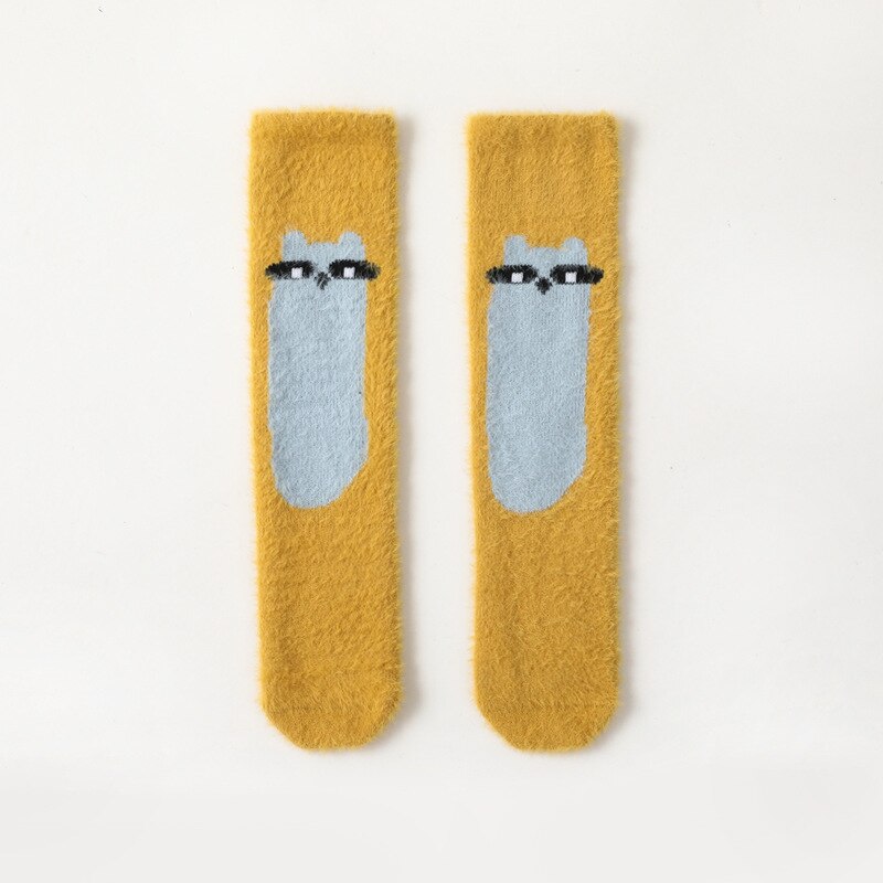 Calzini lunghi invernali per bambini ragazza ragazzi calzino termico in cotone per bambini bambini velluto calze alte al ginocchio calde accessori per bambini: YELLOW