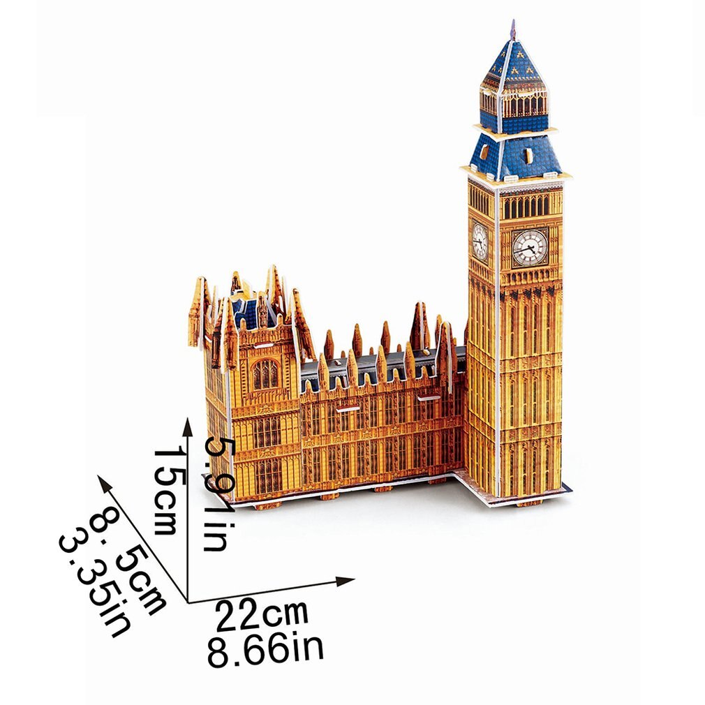 Mini Magic world Architecture Eiffel Tower Statue of Liberty card paper 3D Puzzle building models Educational Toys Kids: Big Ben