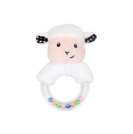 Babyspeelgoed met handvat, bel, babyspeelgoed van 0-12 maanden, cartoon pasgeboren, pluche rammelaar, bel, handspeelgoed, zachte babymobiel, babybel: Schaap