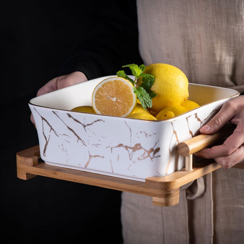 Nordique marbre motif noir/blanc céramique fruits saladier décoration de la maison vaisselle fruits assiette/snack assiette WJ71