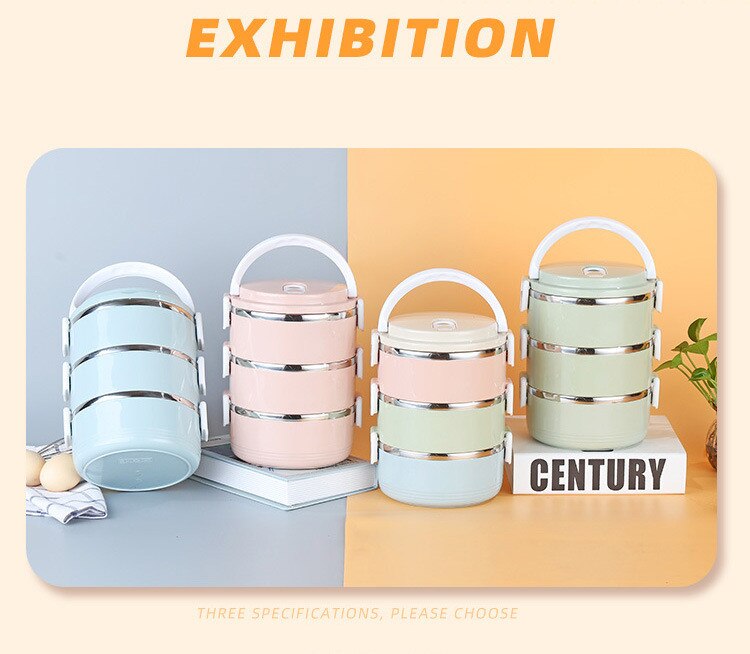 Fiambrera térmica aislante para uso en el hogar, fiambrera portátil de acero inoxidable multicapa a prueba de fugas, herramientas de cocina para exteriores