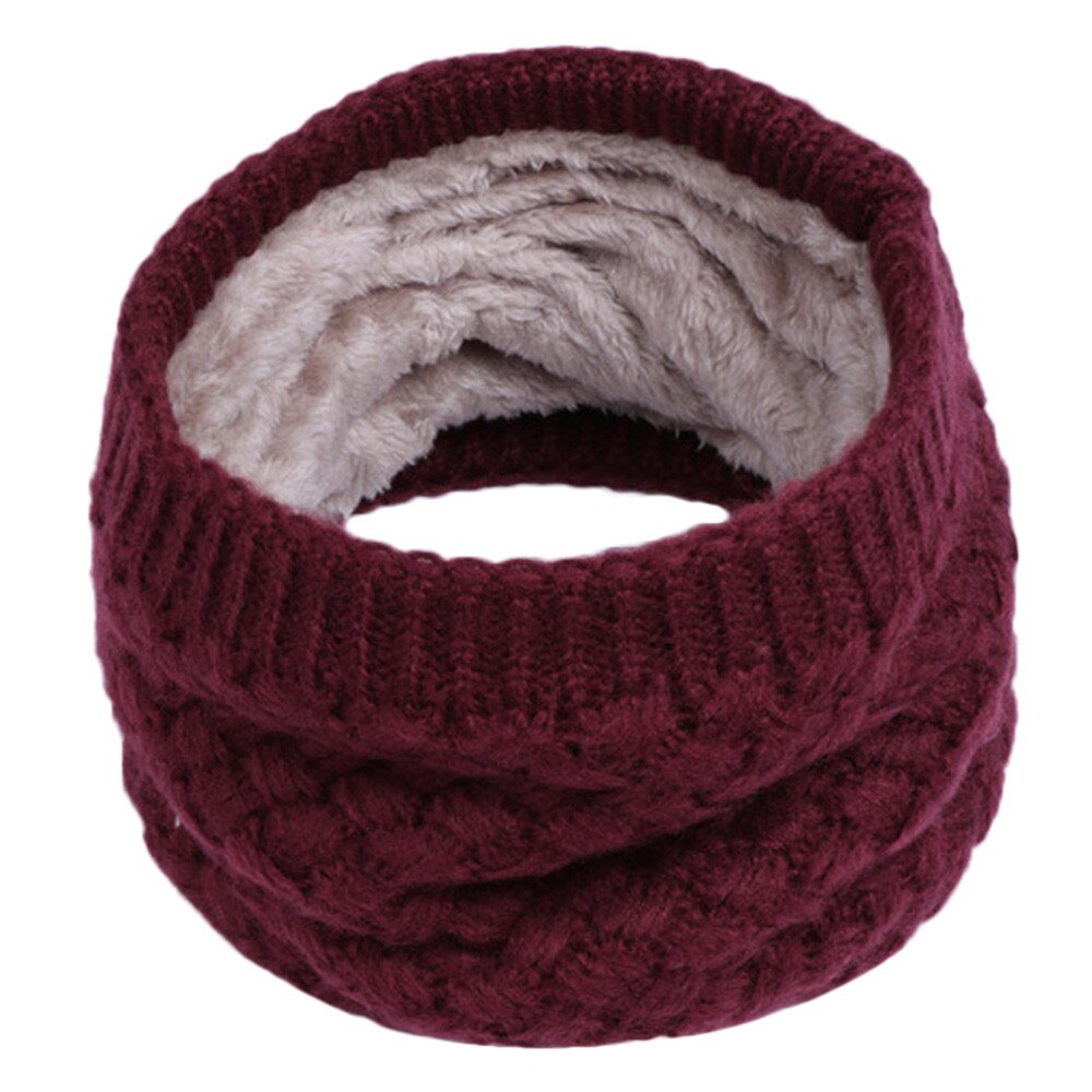 3-15 years KIDS Winter Scarf For Children Knitted Baby Ring Scarf Children Scarf Neck Cotton Thickened Collar Scarves For Girl: Wine