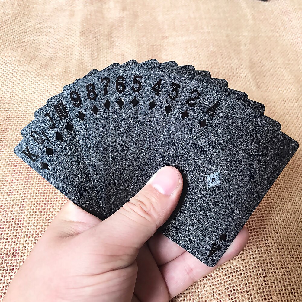 SKFC Waterproof Black Plastic Poker Playing Cards Matte Back Smooth Face Cards