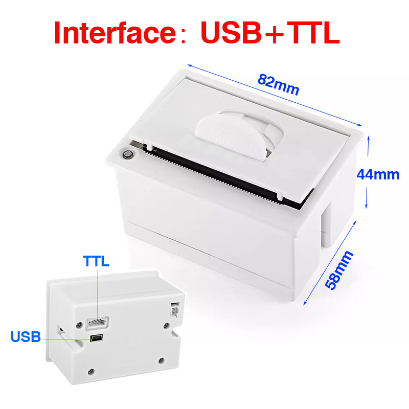 58mm mini stampante termica parallela POS stampante integrata biglietti interfaccia stampante RS232 / TTL uso con 5v-9v per Arduino androide: bianca USB TTL