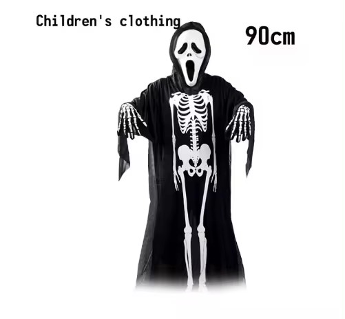 Costume cosplay di halloween: mietitore, terrificante costume da scheletro per bambini, mietitore per adulti, tunica da fantasma e falce: Grigio