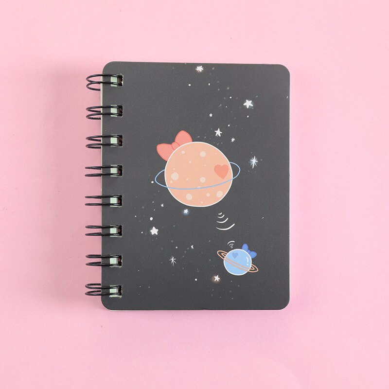 Mini Planet Loose-leaf Hand Book Notebook Diary blank Notebooks Diaries Kawaii Student Notepad Stationery Office School Supplies: white