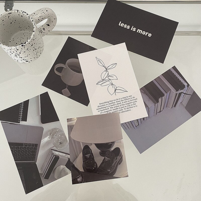 Ins Simple Style Personality Decorative Card Bookstore Cafe DIY Home Decor Art Background Wall Photo Props Postcard 6 Sheets