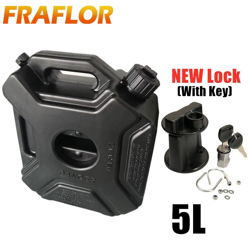 5L Liters Jerry Can Black Fuel Tank Can Car Motorcycle Spare Petrol Oil Tank Backup Jerrycan Fuel-jugs Canister With Lock &amp; Key: with lock