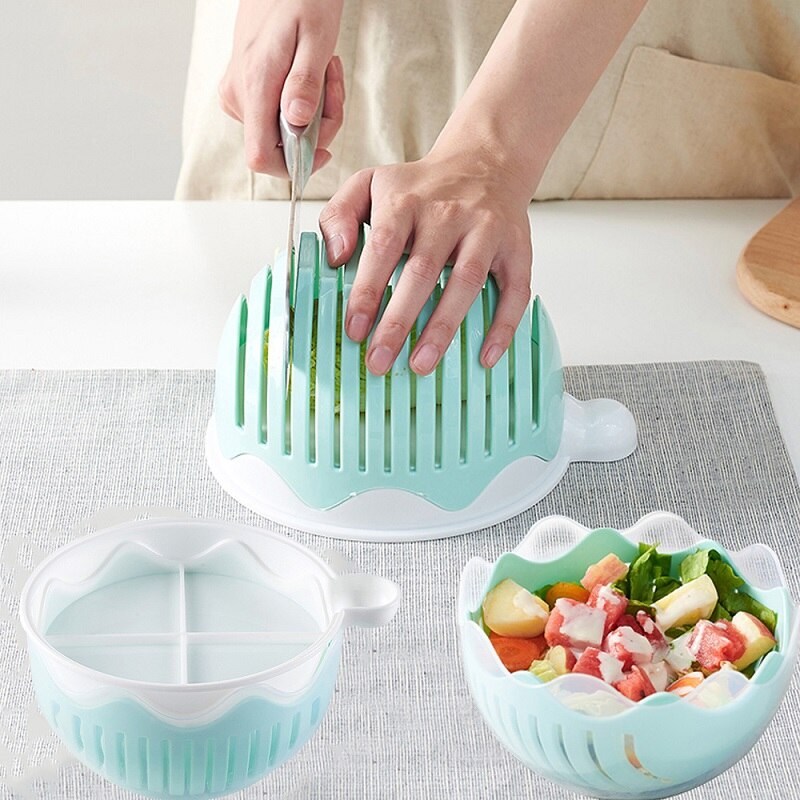 Kitchen fruit Salad Cut Vegetable Storage Box Filter Bowl Wavy Vegetable And Fruit Salad Maker Kitchen Gadget