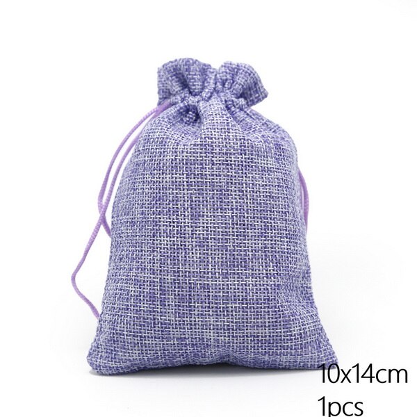 Sacs en lin et coton 10x14cm, emballage pour bijoux, pochette à cordon, sac de faveur, collier de bonbons de fête d'anniversaire de mariage, 9 couleurs: Light Purple