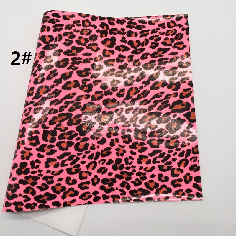 1pc 21 x 29cm neon leopard trykt kunstlæder stof, syntetiske læder ark til at gøre buer leosyntetisk  t391: 2