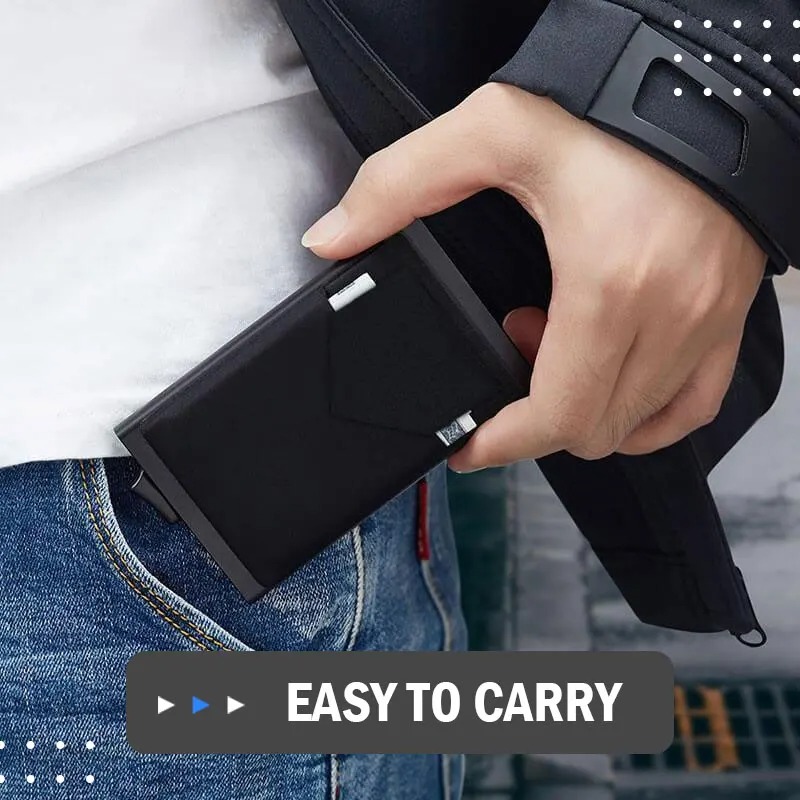 Dünne Aluminium Brieftasche Mit Elastizität Zurück Beutel Ich würde Kreditkarte Halfter Mini RFID Brieftasche Automatische Pop hoch Bank Karte fallen
