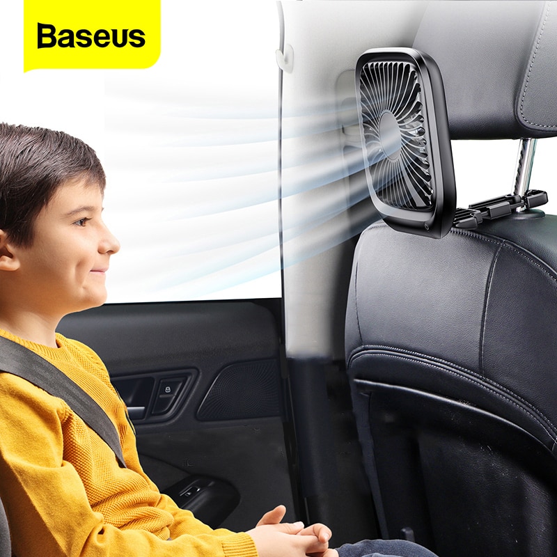 Baseus, ventilador de coche, ventilador silencioso plegable para aire acondicionado del asiento trasero del coche, Mini ventilador USB ajustable de 3 velocidades, ventilador de escritorio, refrigeración automática