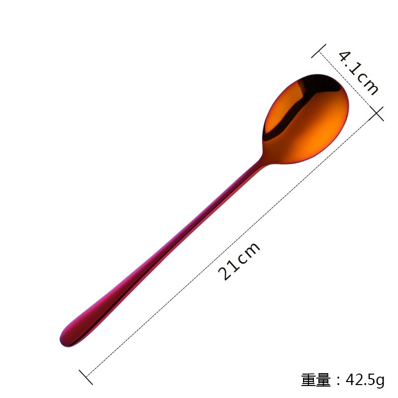2PCS Rose Gold Colorful Coffee Spoon Stainless Steel Long Handle 8 Color Korean Mixing Spoons Set Dessert Long Ice Kitchen Scoop