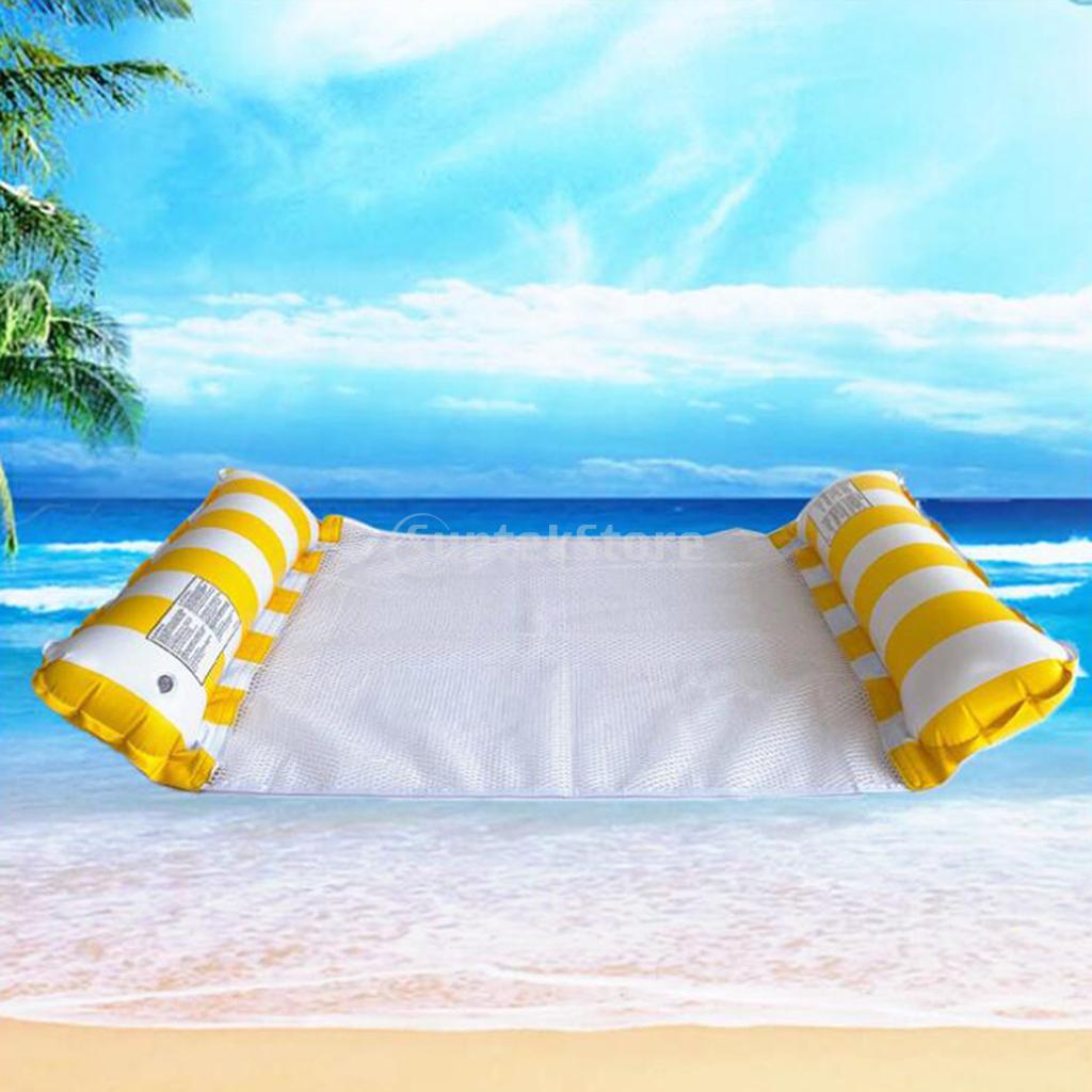 Inflatable Mattresses Water Hammock Folding Swimming Pool Floating Lounge Bed Chair Air Sofa for Summer Outdoor Water Sports: Yellow Line