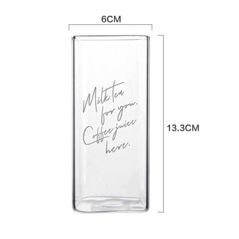 Heat-Resistant Square Glass Home Breakfast Square Cup Milk Cup Square Cup Large Capacity Beverage Fruit Juice Water Cup