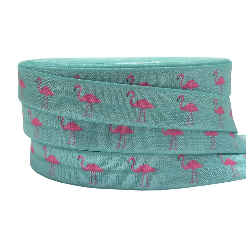 5 yards 16mm hawaii flamingo tryckt vik över elastisk tejp ananas fiende handgjorda tillbehör gör det själv hår slips pannband leverantör: P693