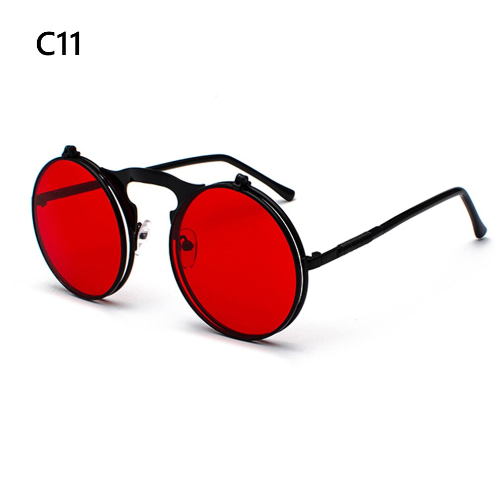 1 PC Vintage Punk Round Flip Up Sunglasses for Men Women Steampunk Driving Sunglasses Summer UV Protection Eyewear: 11