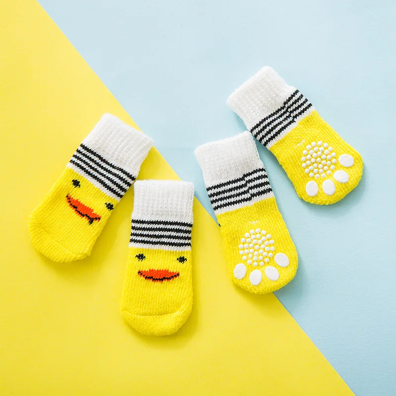 4 Stuks Leuke Hond Sokken Met Print Antislip Katten Puppy Schoenen Poot Protector Producten Voor Kleine Rassen Spitz York honden Chihuahua: 6XL / Neon