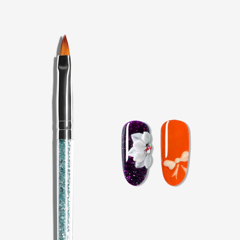 1Pcs Manicure Nail Art Acryl Penselen Voor Nail Strass Handvat Nagel Schilderij Borstel Liner Brush Gel Borstel: C