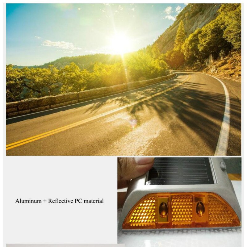 Soldrevne vejstifter støbt aluminium vandtæt fortov blinkende reflekterende vej reflekterende grundlys advarselslys