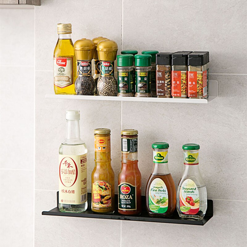Home Kitchen Wall Shelf Storage Organizer Shelf Spice Rack Punch Free Carbon steel Storage Shelves Rack for Kitchen Bathroom