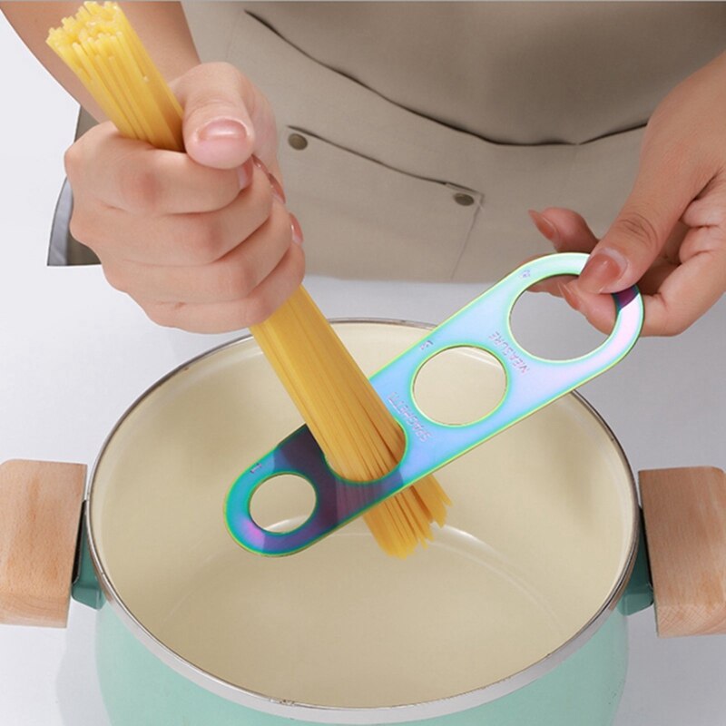 4 Serving Portion Stainless Steel Spaghetti Measurer Cooking Supplies Control Tools Easy Clearing Pasta Ruler Measuring Tool