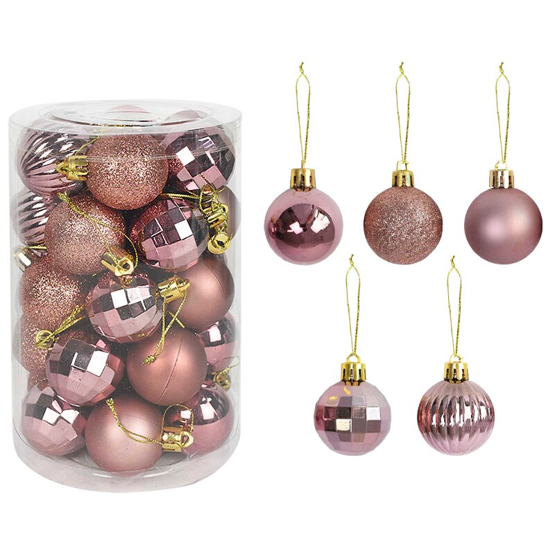 Boules de noël pour décoration de maison, 34 pièces mélangées, pendentifs en plastique, or et argent, fournitures de noël: D03