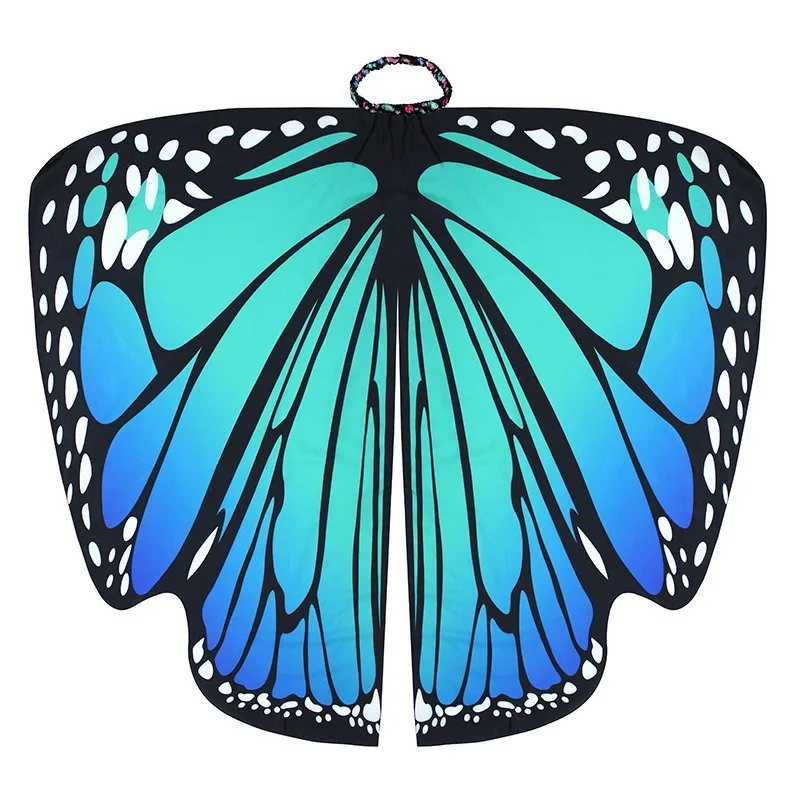 Rainbow Butterfly Wings Cape Shawl Fairy Ladies Dance Costume Adult Monarch Butterfly Cape Halloween Child Butterfly Wings: Beige
