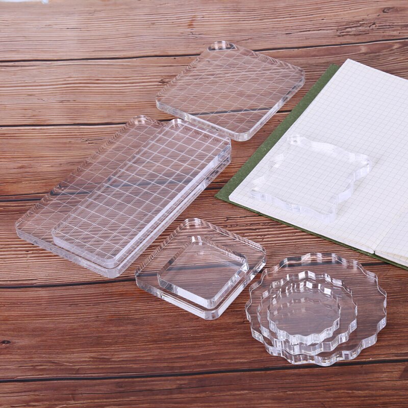 Acrylic Block Pad Clear Photo Album Decor Student Stickers Seal Stamp Block Handmade DIY Crafts Tools For Color Process