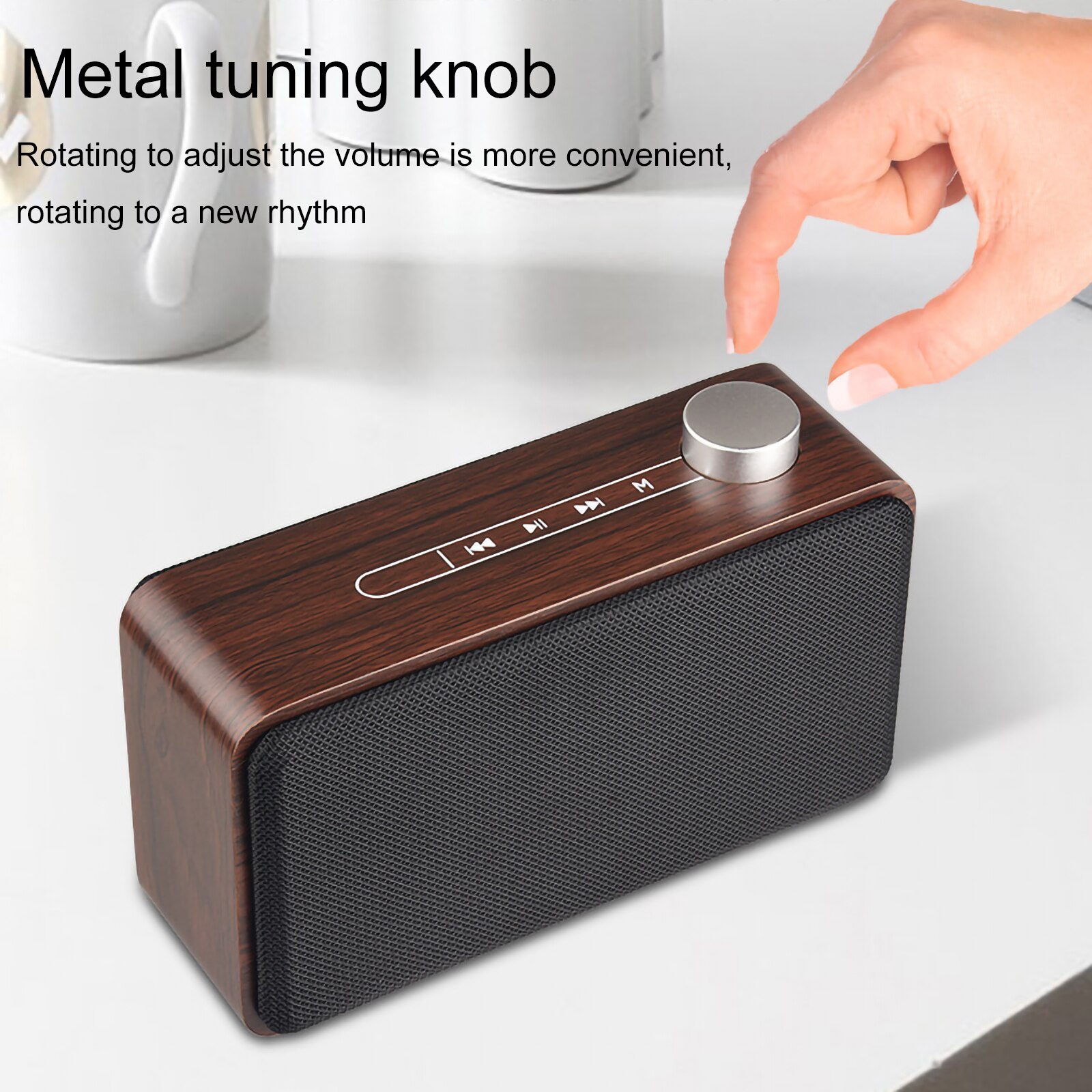 Retro Wooden Wireless Bluetooth Speaker Touch Operation 70MM Loudspeaker Home Stereo Audio Speakers