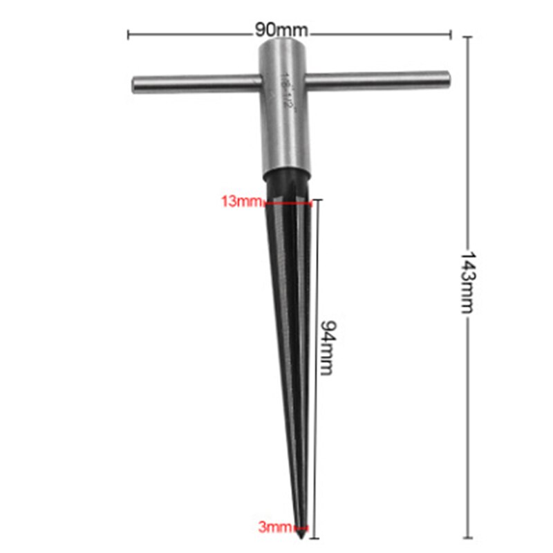 Escariador metálico de mano cónico de 3-13mm con agujero de alfiler de desbarbado para herramientas de perforación de madera y Metal y plástico