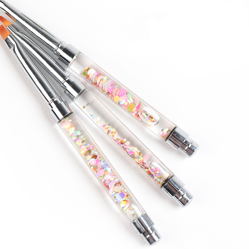 Bqan lantejoulas unha arte uv gel acrílico francês pintura escova flor design listras linhas forro diy desenho caneta manicure ferramenta