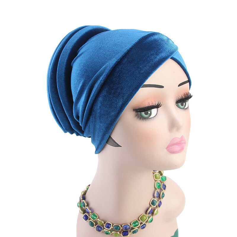 Pañuelo mujer musulmana de terciopelo de Color liso, hiyabs para mujer, turbante, gorro, cubierta de algodón, gorro interior de hiyab, prenda Islámica para la cabeza, sombrero debajo de la bufanda: royal blue