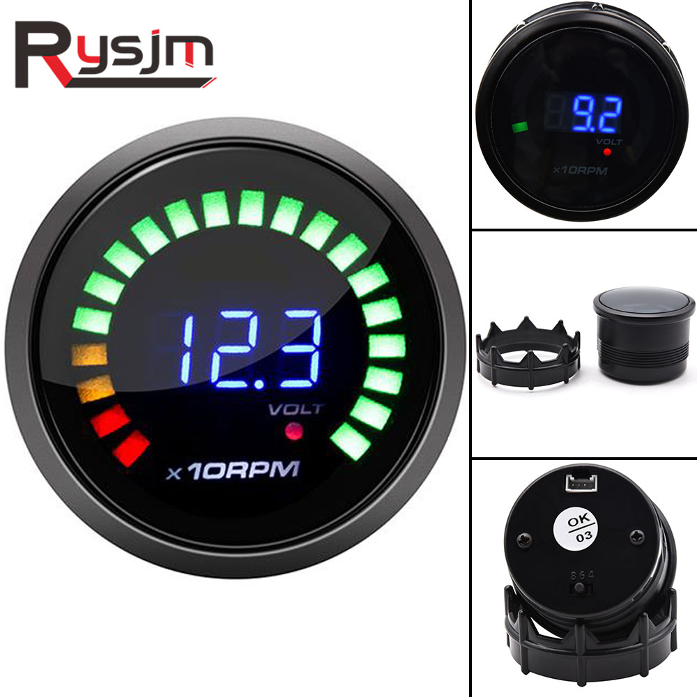 Tachometer 52mm Car Engine Rev Counter Tacho Pointer Gauge Meter 0-9990 RPM LED DC 12V Mini Auto Parts Motorcycle Accessories