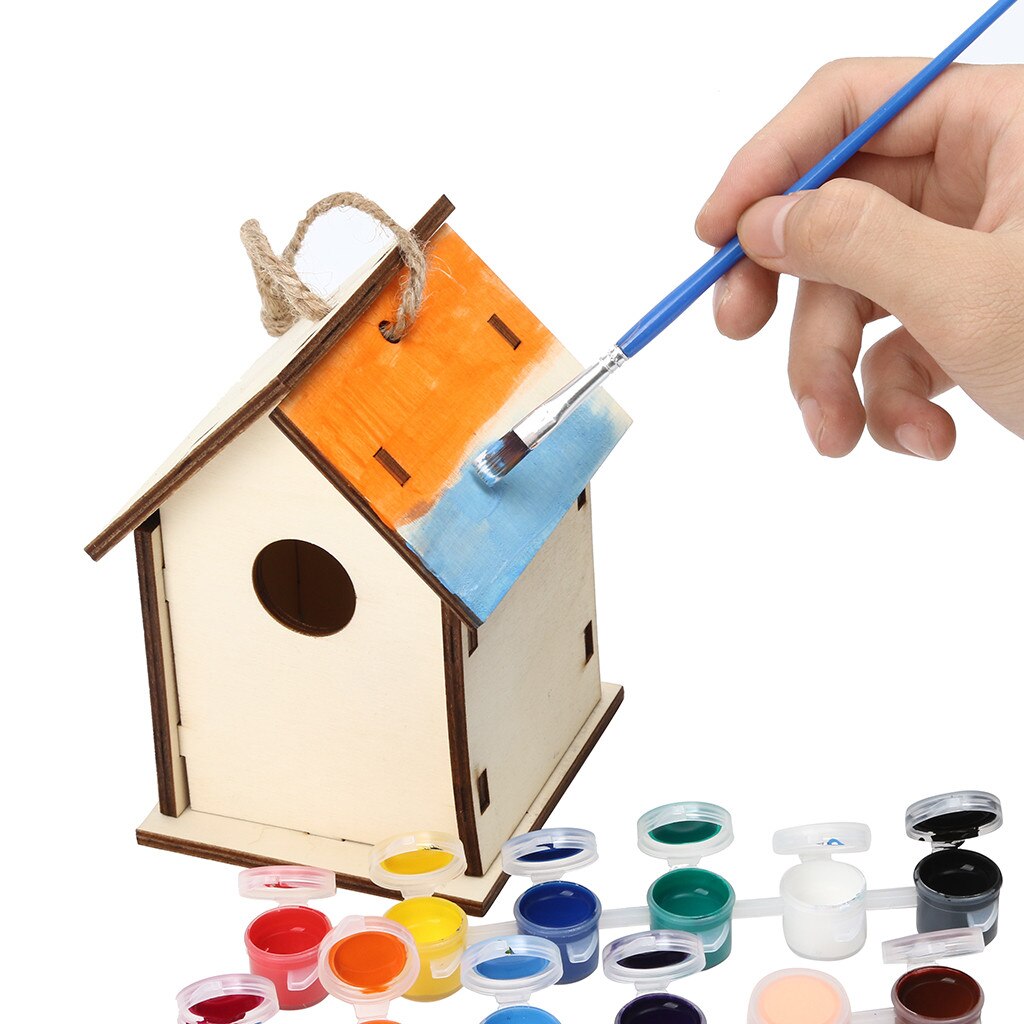 Wooden Bird Feeder Hanging for Garden Yard Decoration Hexagon Shaped With Roof Outdoor Bird Nest Wooden Arts #YL10: D