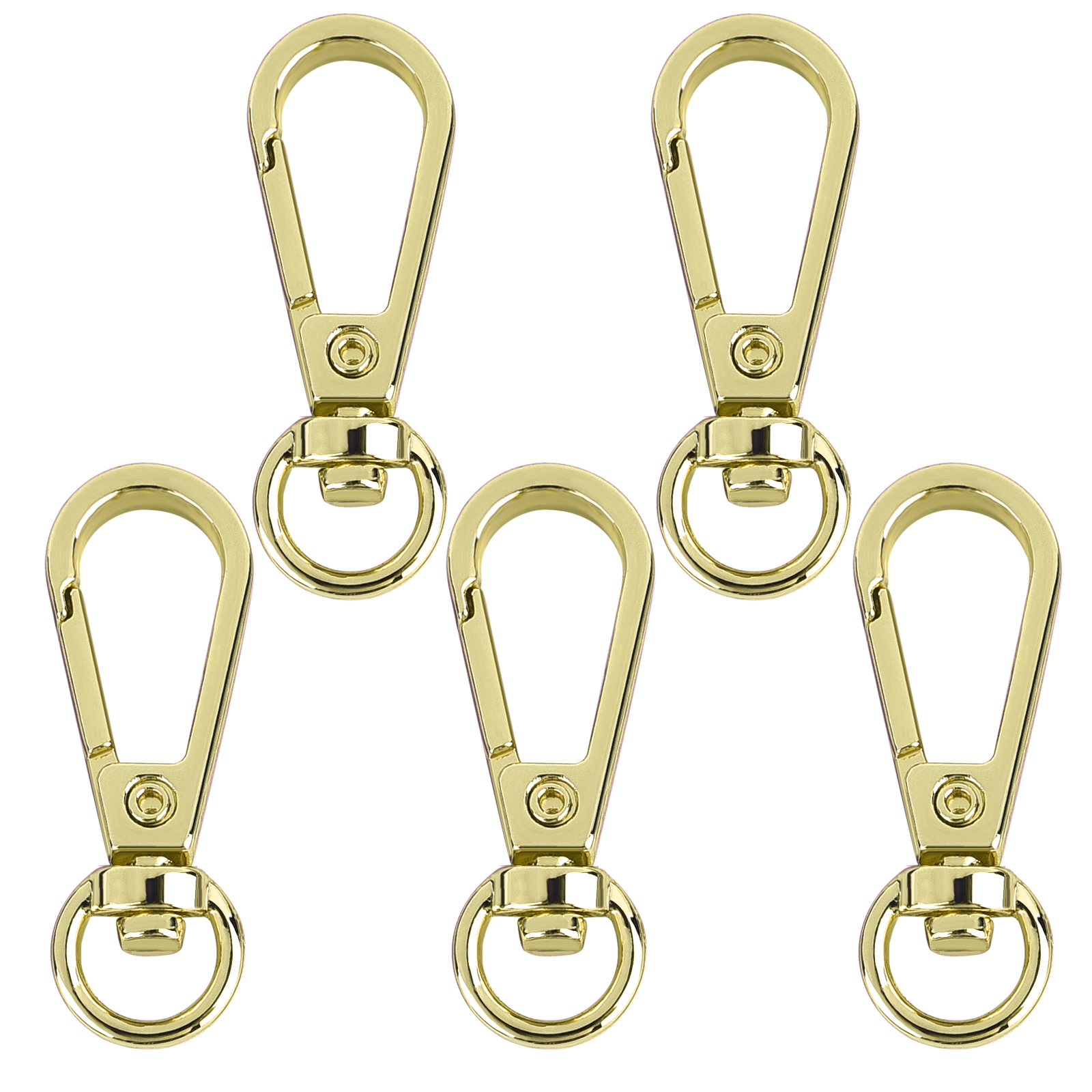 impostato di 5 chiusure girevoli con moschettoni per cordino con anelli portachiavi Ganci per clip portachiavi per catena braccialetto collana fai da te: Argento antico