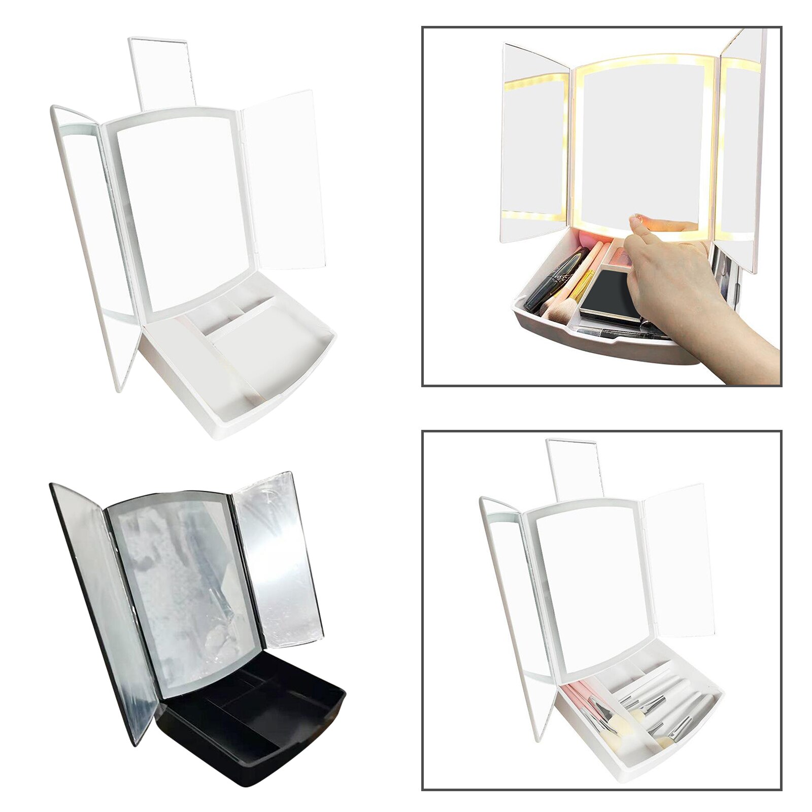 Led Makeup Mirror Touch Screen Mirrors Vanity Mirroir Standing Make up Miroir Magnifying Cosmetics Mirror Light