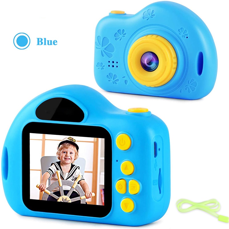 bambini telecamera 1080P foto video giocattoli 2.0 pollice schermo Multi-funzione cartone animato carino bambini's telecamera per i regali compleanno non definito: blu