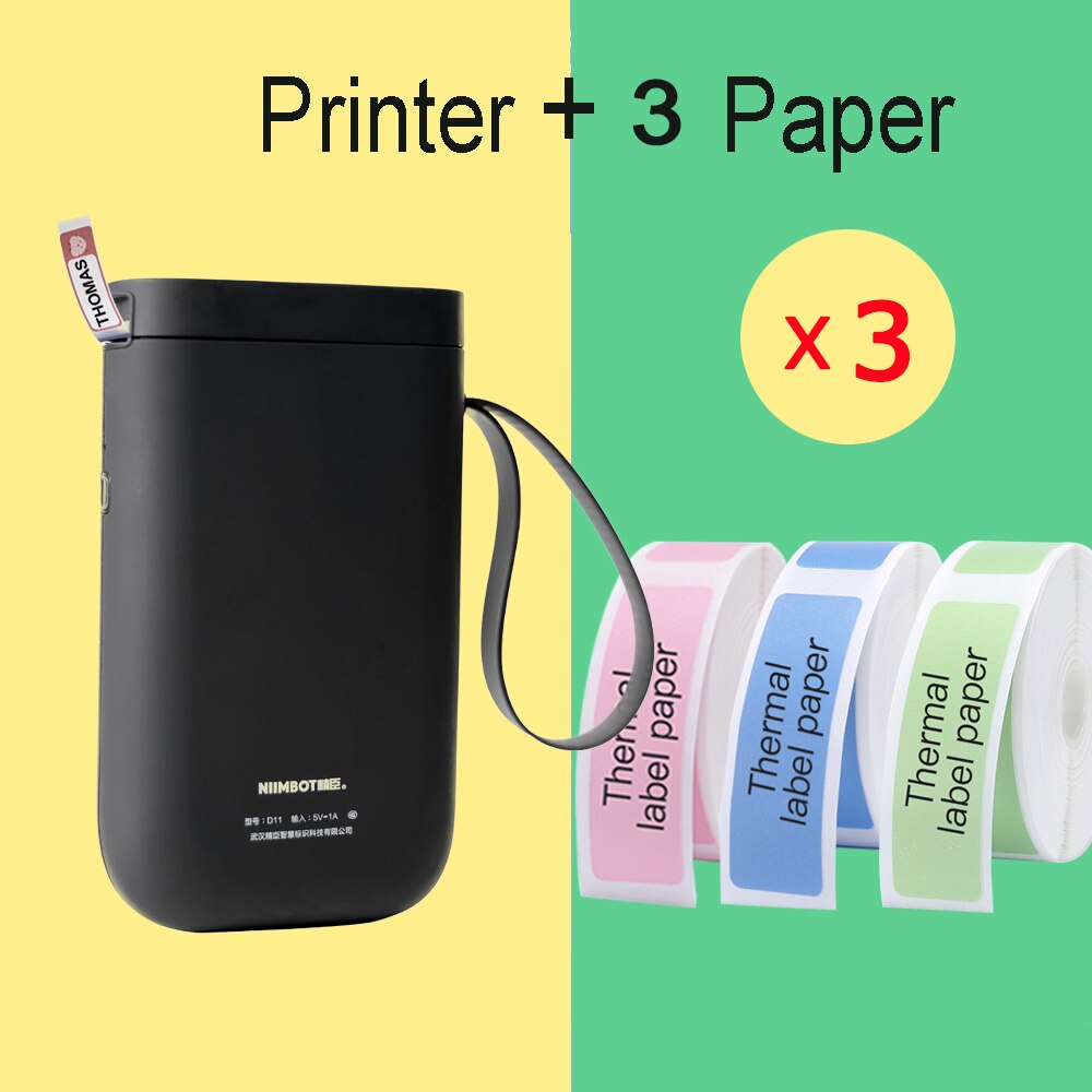Wireless Label Printer Portable Pocket D11 Label Printer Bluetooth Thermal Label Printer Fast Printing Home Use Office Printer: D61 Black 3c
