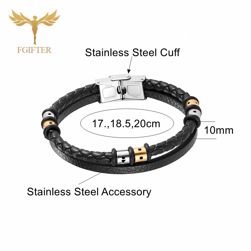 Multilayer Lederen Armband Mannen Vrouwen Rvs Manchet Bangle Gevlochten Lederen Wrap Armband Armband Pulsera Hombre