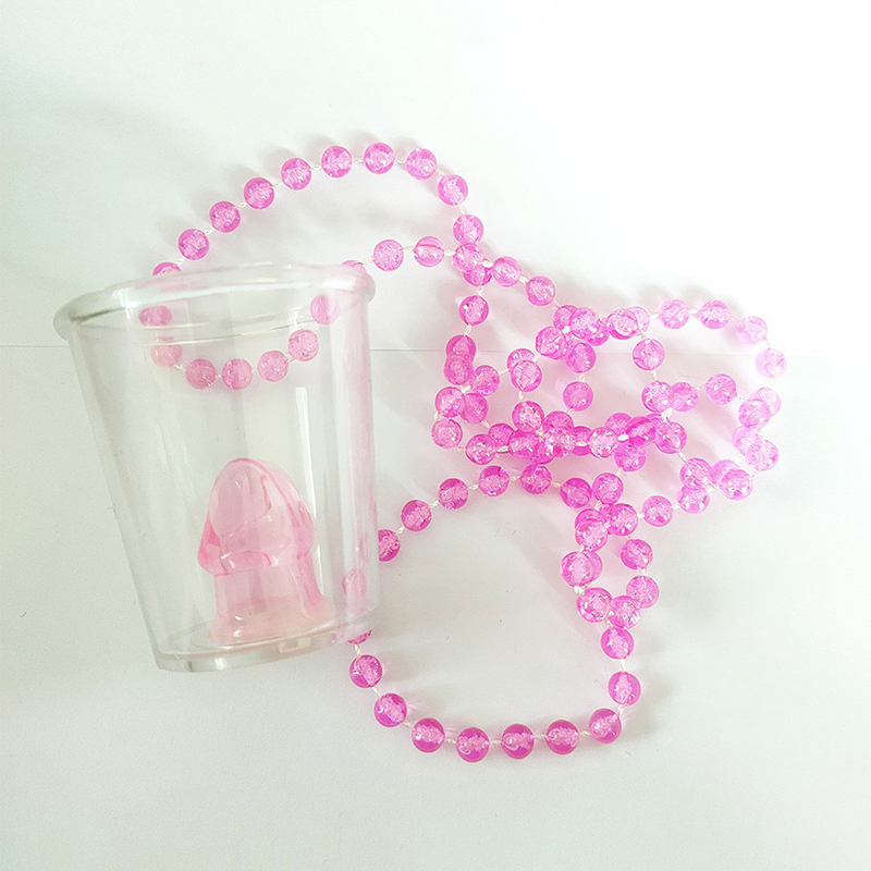 Plástico Shot Glass no colar frisado para Bachelorette, noiva festa copos, aniversário e casamento: CINZA-ESCURO