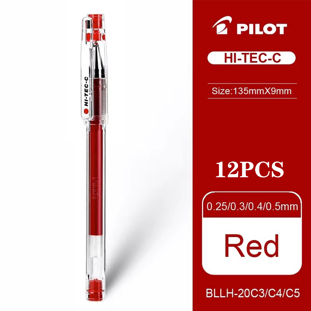 Pilot gelpenna hi-tec-c sprutspets finansiell bötespenna 0.25/0.3/0.4/0.5mm svart penna kontorstillbehör skola japansk brevpapper: Röd / Röd